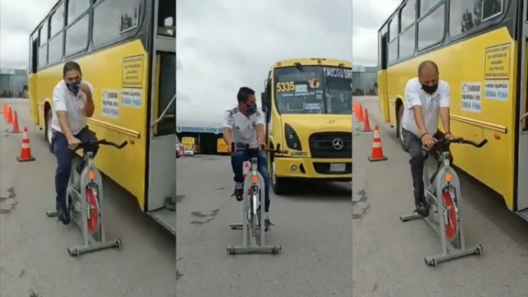 Colectiveros son subidos a bicicletas para que sepan qué se siente ser rozado por ellos