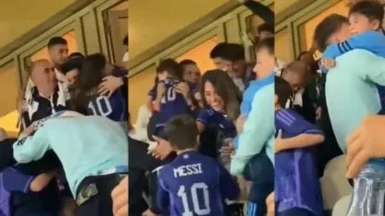 Messi se emocionó por las reacciones de su familia en el partido