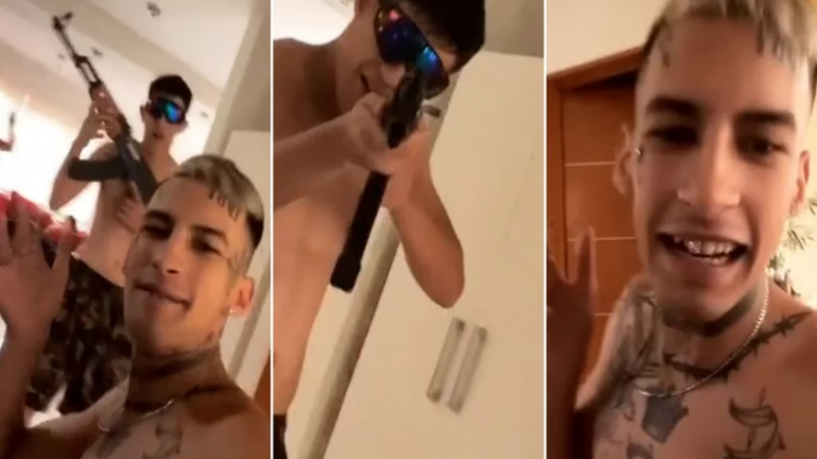 L-Gante mostró armas de guerra en un videoclip