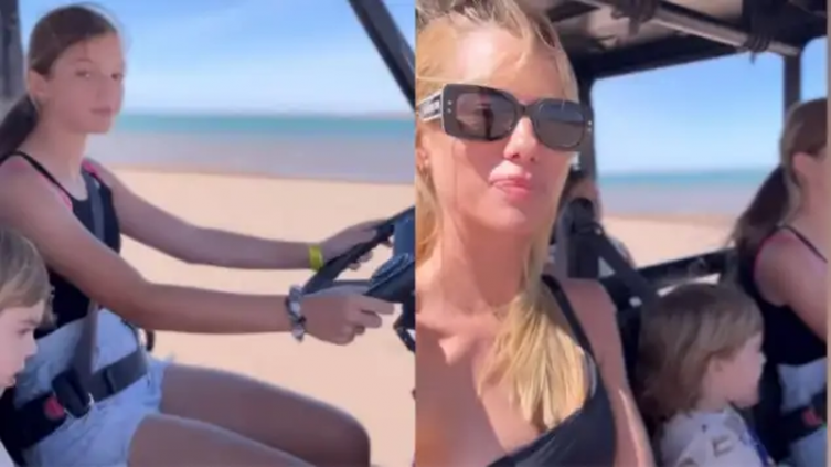 Nicole Neumann grabó a su hija de 12 años, al volante 