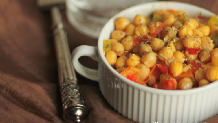 Garbanzos salteados con verduras