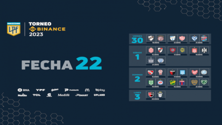 LPF: calendario para la 22ª jornada