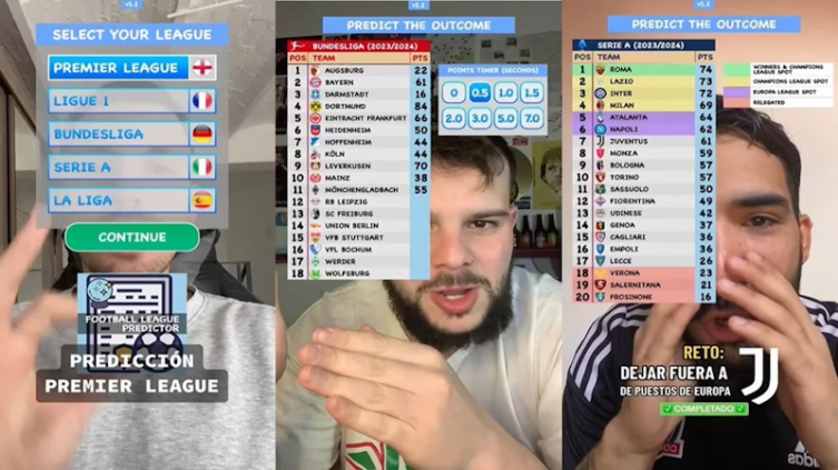 TikTok: el filtro que ayuda a predecir el resultado final de las ligas de fútbol en Europa