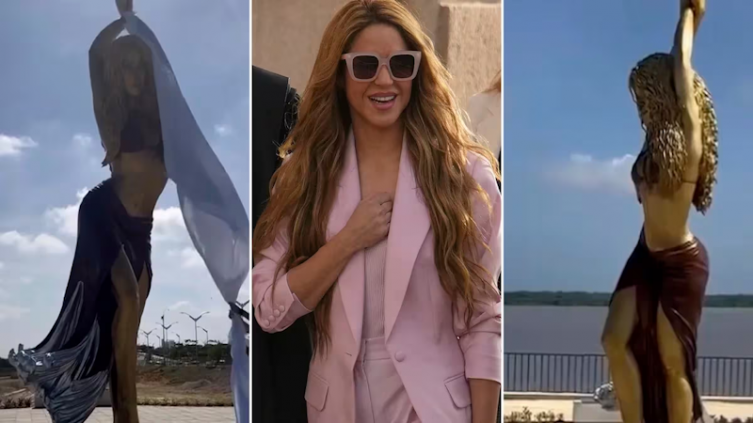 Shakira se emocionó con la estatua que le hicieron en Colombia