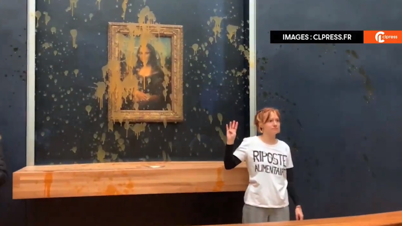 Dos activistas arrojaron sopa contra “La Gioconda”