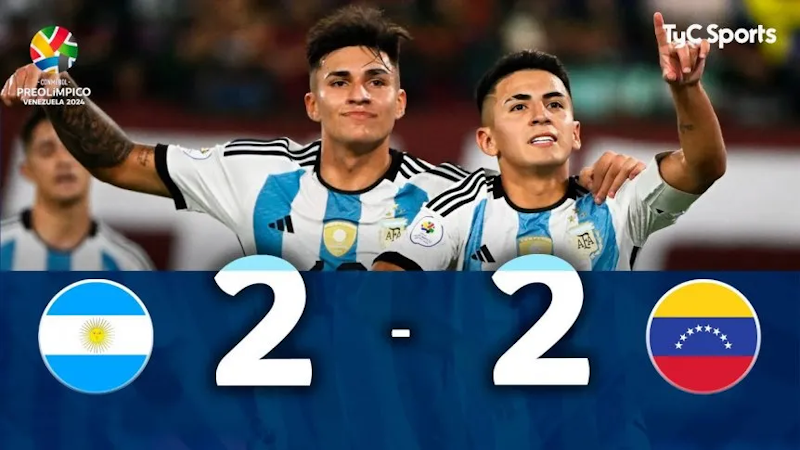 Preolímpico Sub 23: en un final polémico, Argentina igualó 2-2 con Venezuela