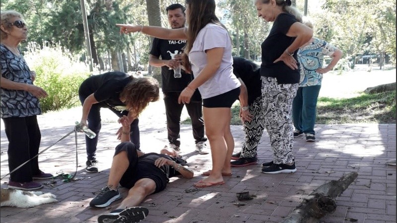 Una rama cayó encima de una mujer que hacía taichí en la plaza López y le quebró la cadera