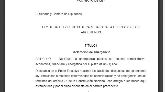 El Gobierno comenzó a hacer girar el nuevo texto del proyecto de la Ley Ómnibus