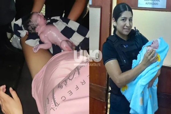 El bebé nació en el patrullero, en pleno diluvio 