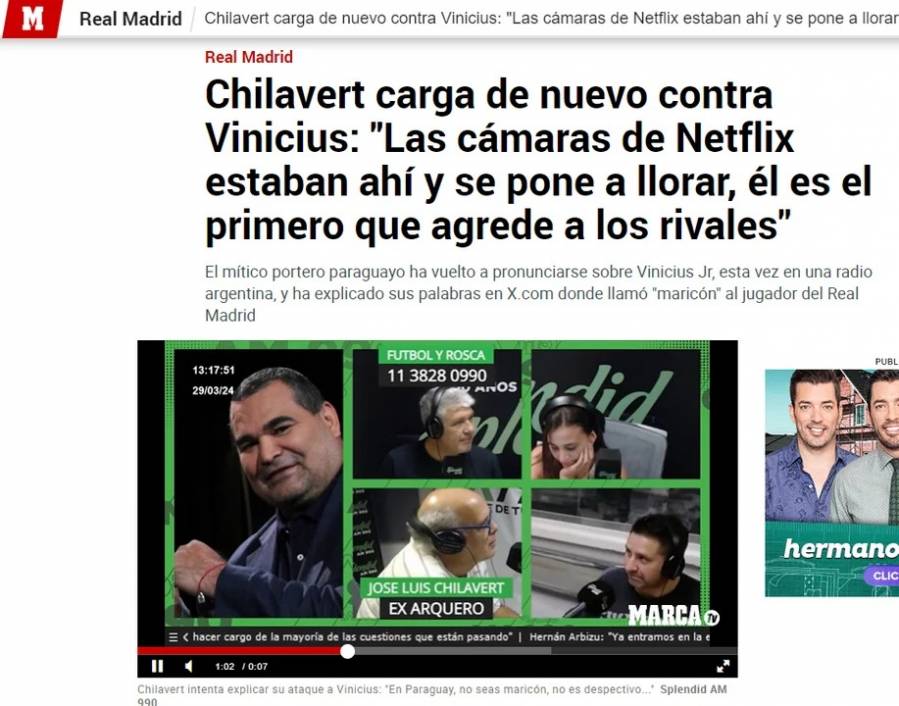 Habló Chilavert con Splendid AM 990 y hubo reacción en España