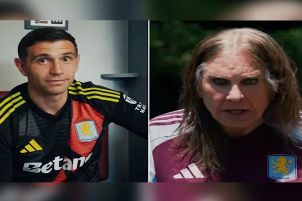 Dibu Martínez y Ozzy Osbourne presentaron la camiseta de Aston Villa