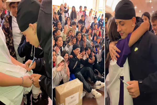 Trueno sorprendió visitando su escuela primaria