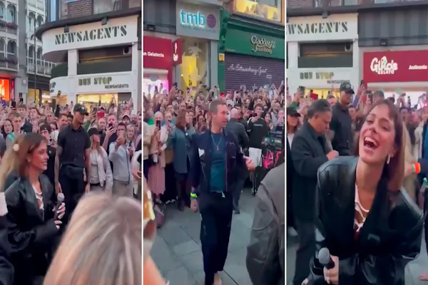 Tini Stoessel y Chris Martin cantaron en las calles de Dublín
