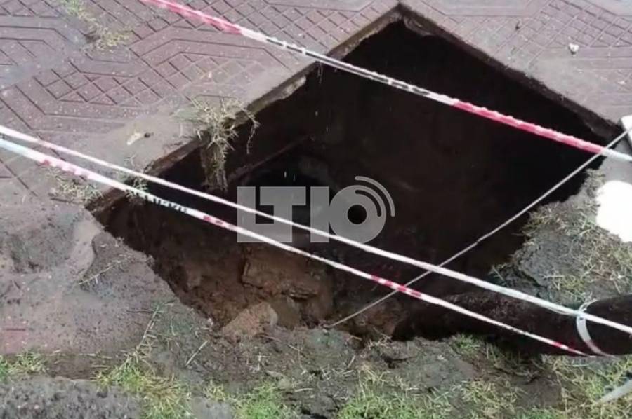Se produjo un hundimiento en la vereda de la escuela Avellaneda