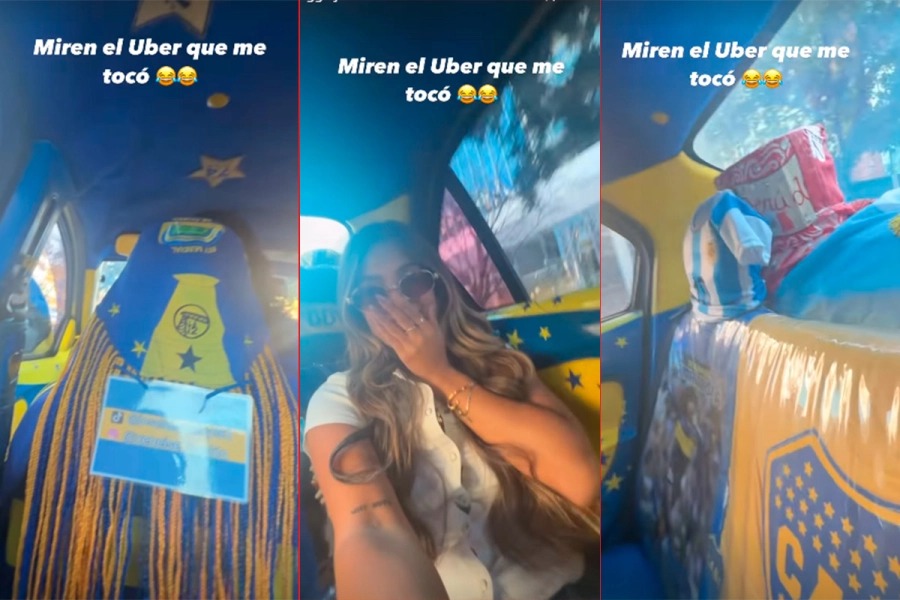 La reacción de Julieta Poggio al viajar en un taxi decorado con los colores de Boca Juniors