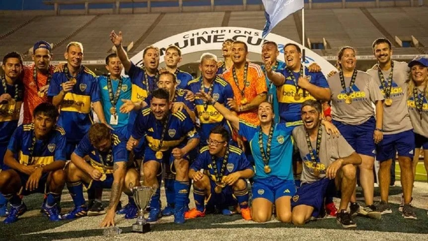 Boca salió campeón en fútbol inclusivo y hubo festejo con el Topo Gigio que popularizó Riquelme