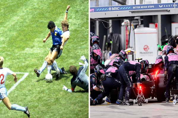 El video de un icónico gol de Maradona más rápido que los boxes de Alpine