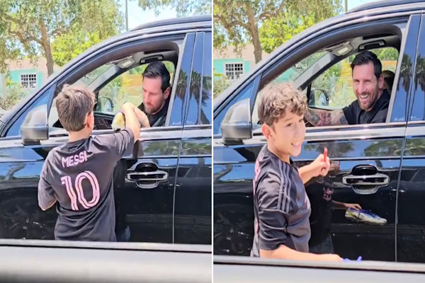 Messi sorprendió a un niño en las calles de Miami