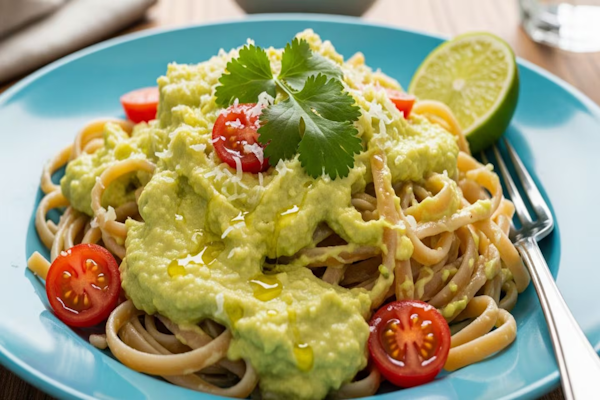 Receta de fideos integrales con una salsa de palta