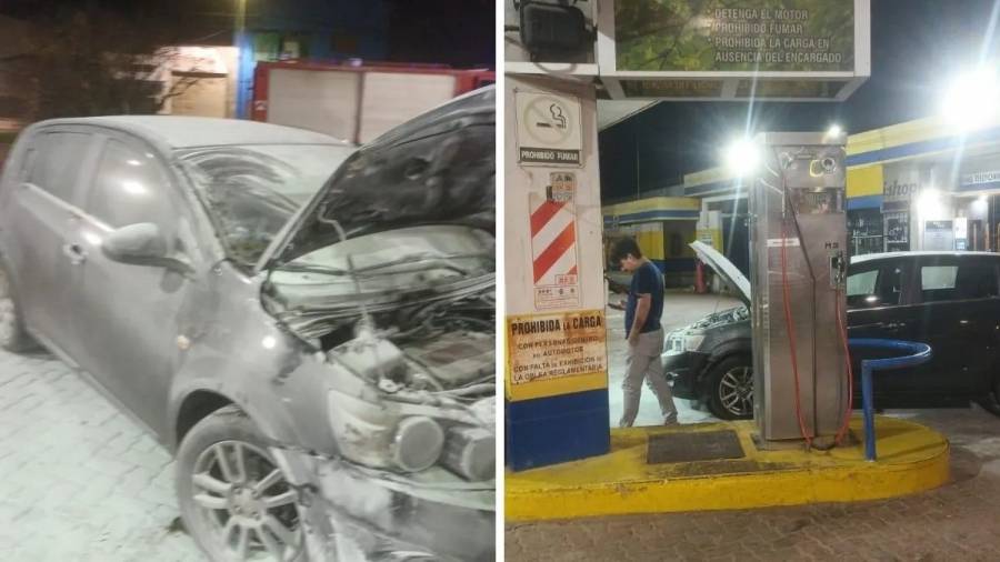 Explosión e incendio de un auto cuando cargaba gas en una estación 