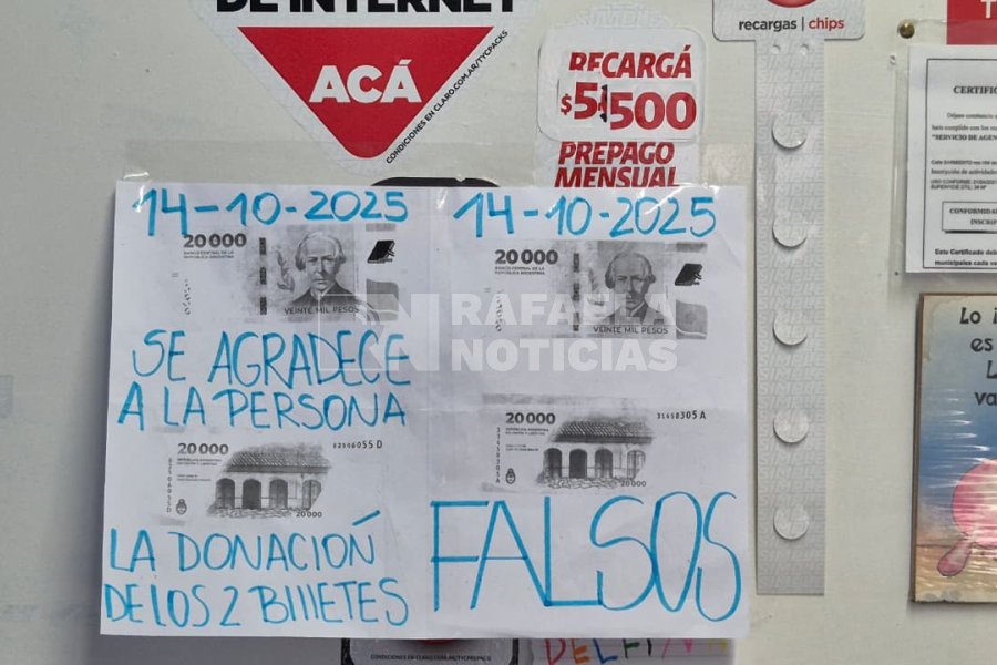 Estafa con billetes falsos de alta denominación en el centro de Rafaela