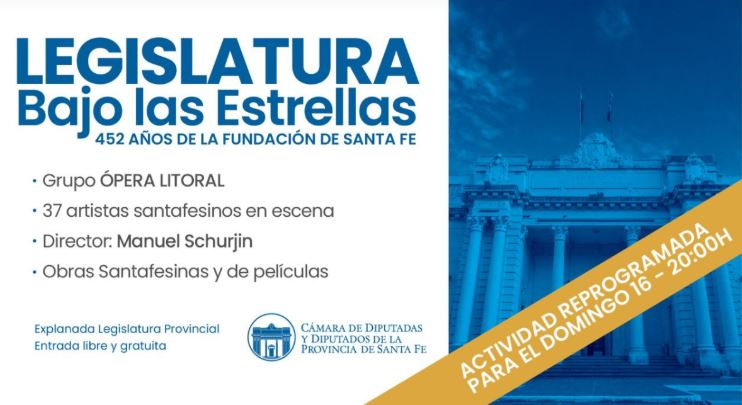Legislatura Bajo las Estrellas: el recital se reprograma para el domingo por mal tiempo