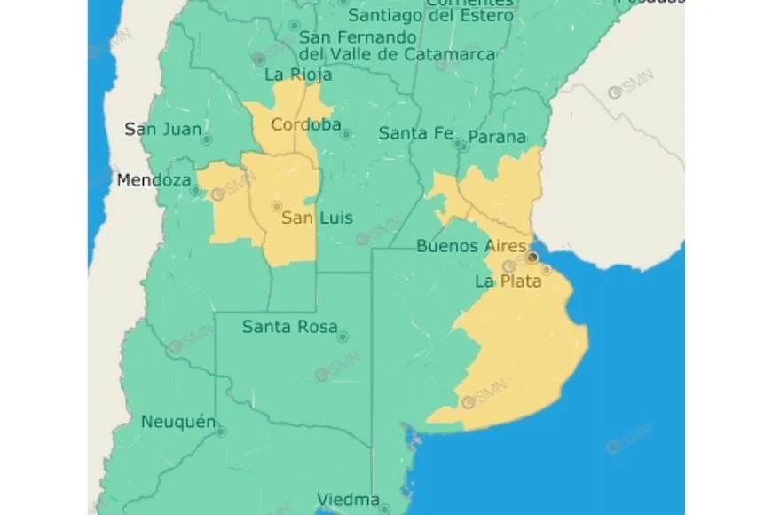 Alerta amarillo por tormentas fuertes y granizo en Santa Fe y otras seis provincias