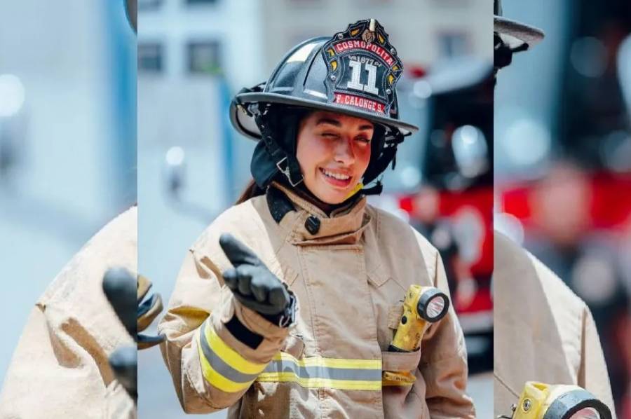 María Becerra se convirtió en bombera voluntaria por un día