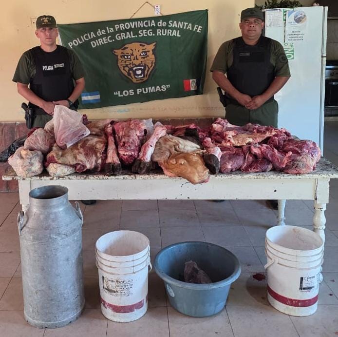 La Guardia Rural Los Pumas secuestró gran cantidad de carne de dudosa procedencia
