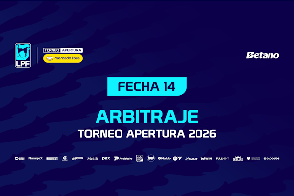 LPF: árbitros para la 14ª jornada del Apertura 2026