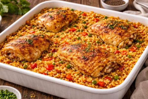 Arroz con pollo al horno bien sabroso
