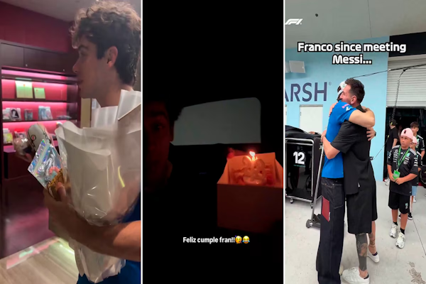 El cumpleaños de Colapinto: los regalos y el guiño de la F1 tras estar con Messi