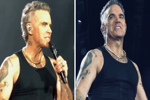Robbie Williams levantó una camiseta argentina en pleno show 
