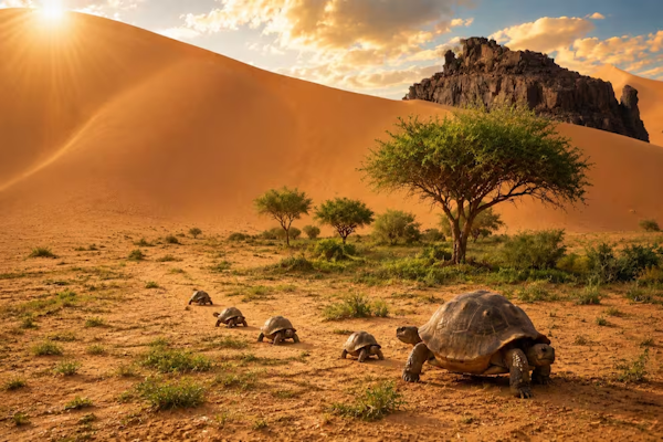 Plantaron árboles y soltaron 500 tortugas en el Sahara: dieron frutos tras fracasar