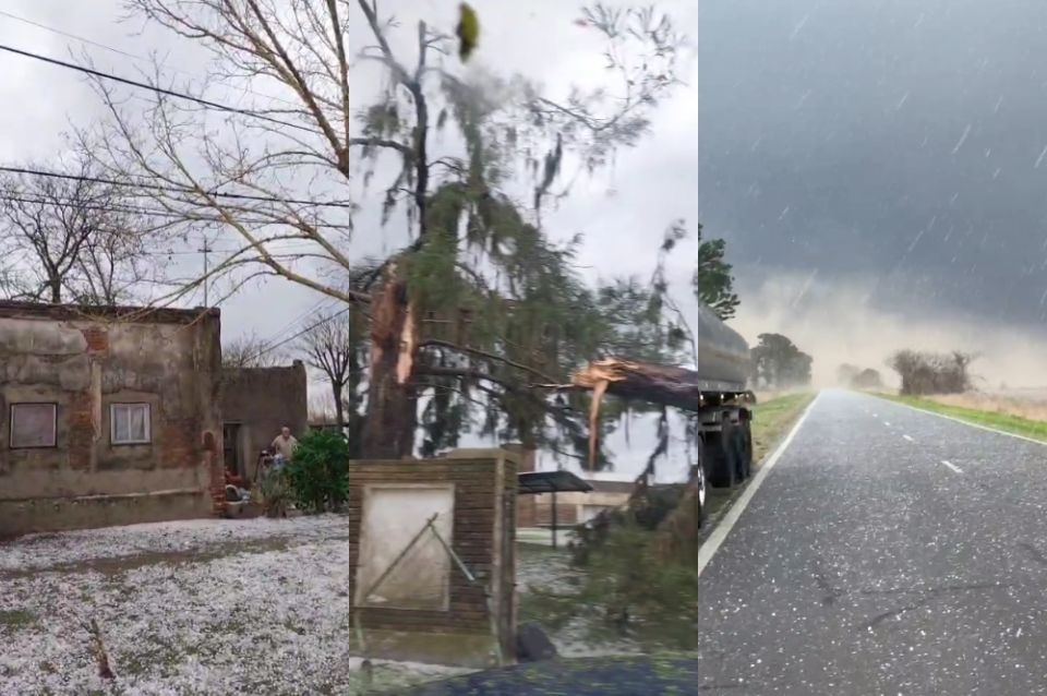 Impresionante granizada en el sur de Santa Fe: así sorprendió el temporal a varias localidades